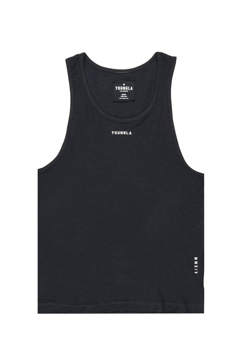 Men\'s YoungLA Gym 325 Marine Slub Tanks Tanks Black | KV4736-950 USA