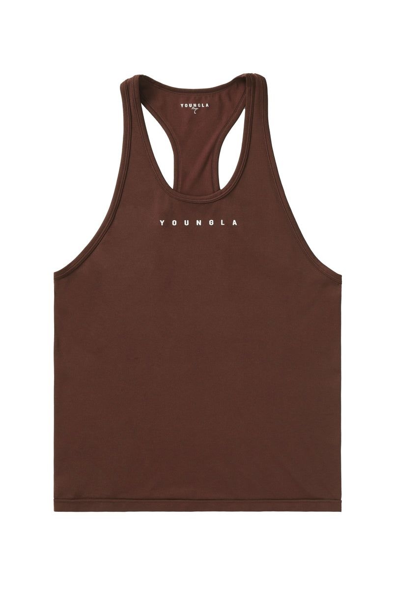 Men\'s YoungLA Gym 336 Flex Fit Stringers Tanks Brown | EM7652-891 USA