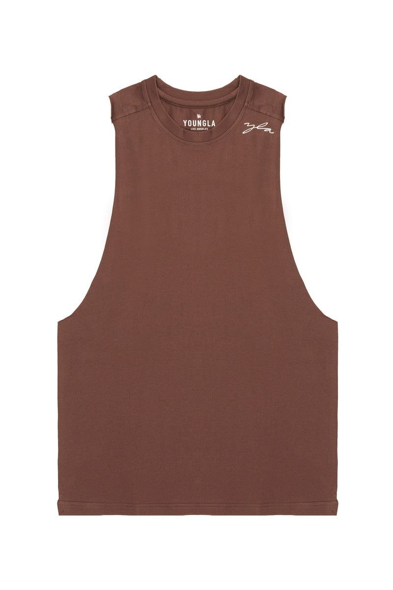 Men\'s YoungLA Gym 338 Offset Delt Tanks Tanks Brown | EV3925-074 USA