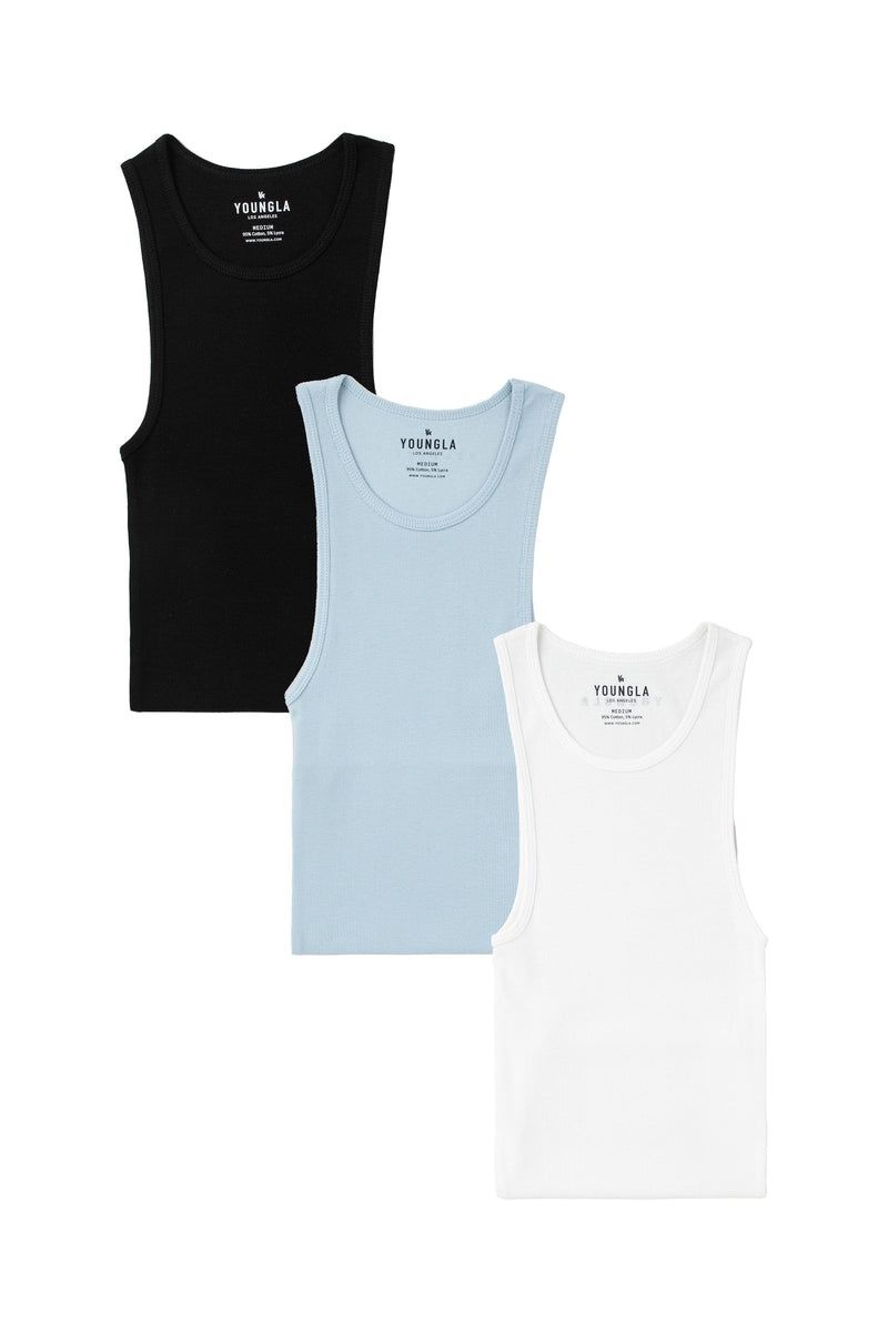 Men's YoungLA Gym 340 Wife Lovers 3 Pack Tanks All White Pack | OS0957-314 USA