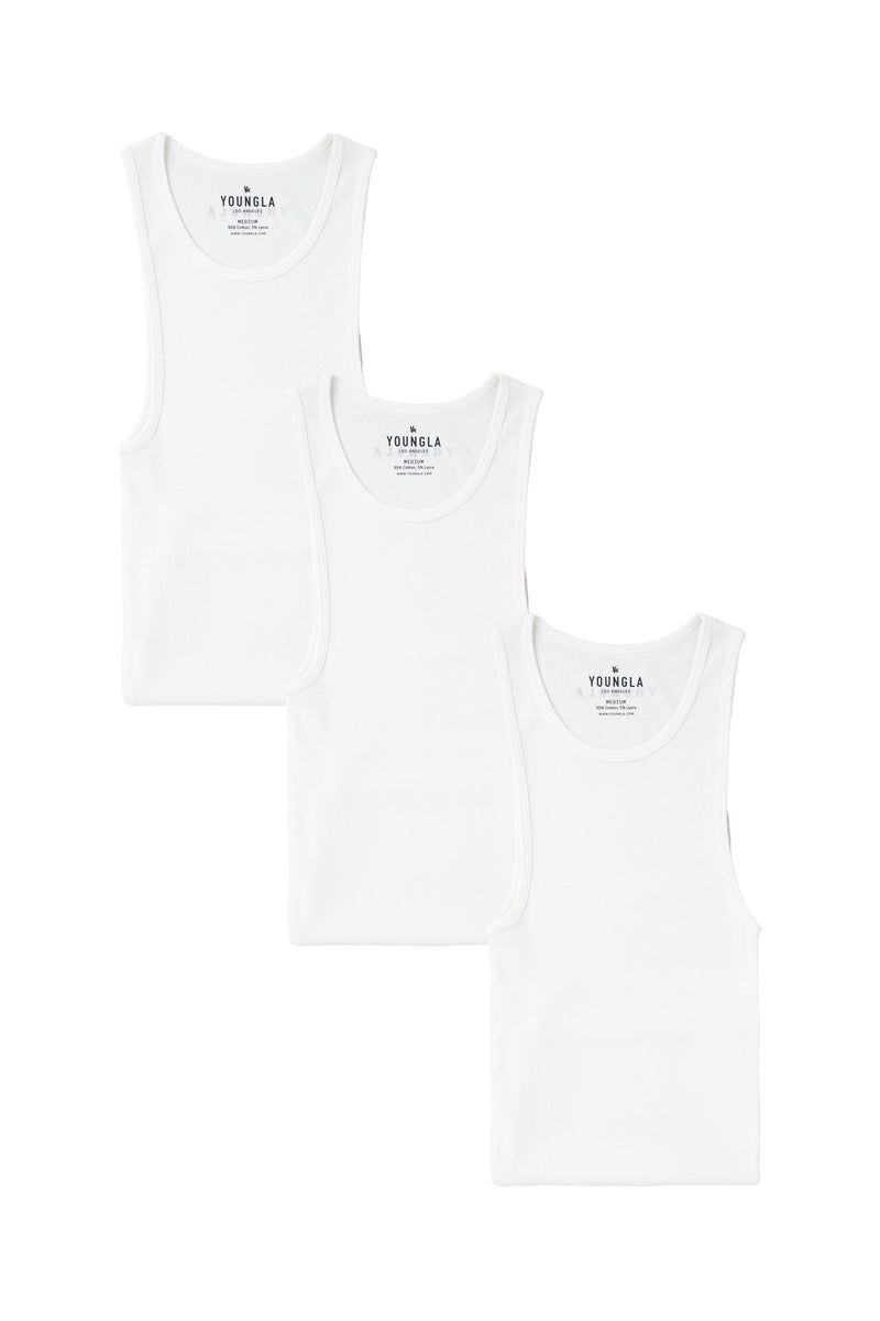 Men\'s YoungLA Gym 340 Wife Lovers 3 Pack Tanks All White Pack | OS0957-314 USA