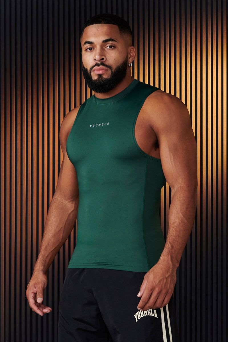 Men\'s YoungLA Gym 341 Blitz Compression Tanks Tanks Hunter Green | ED1974-268 USA