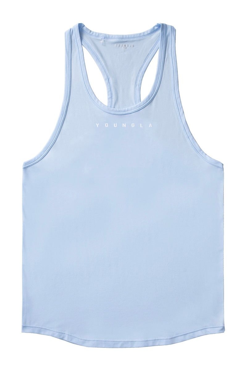 Men\'s YoungLA Gym 342 New Gen Compression Stringers Tanks Sky Blue | HZ9214-586 USA