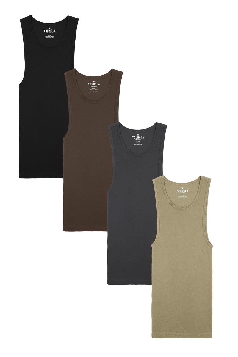 Men\'s YoungLA Gym 349 Earthy Collection Wife Lovers 4 Pack Tanks Multicolor 4 Pack | FE8714-629 USA