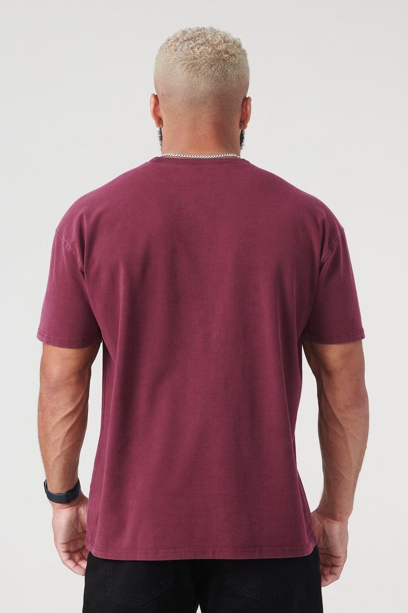 Men's YoungLA Gym 401 Essential Jacked Shirt Summer 23 inch T Shirts Burgundy Wash | PW2459-016 USA