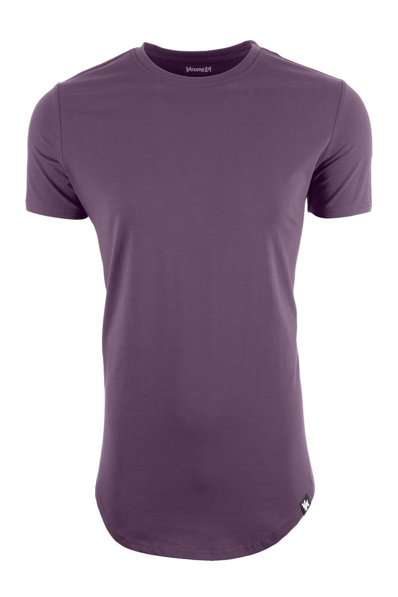 Men\'s YoungLA Gym 402 Perfect Shirt Scallop Bottom T Shirts Purple | RF2301-984 USA