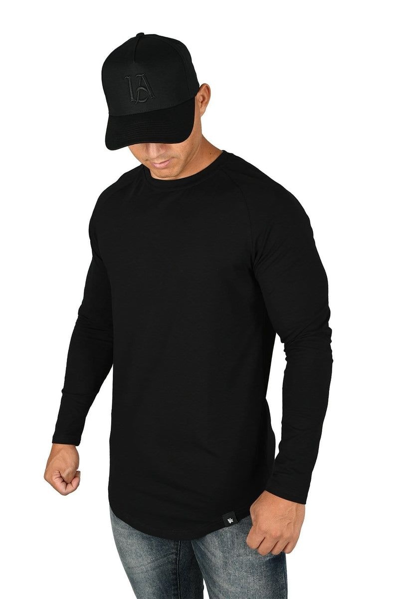 Men's YoungLA Gym 410 PERFECT RAGLAN LONG SLEEVE SHIRTS Shirts Black | ZJ7304-189 USA