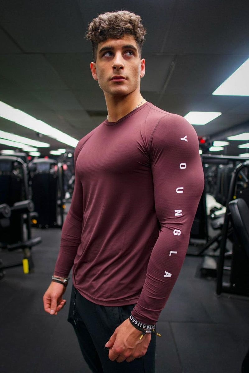 Men's YoungLA Gym 424 Zephyr Compression Long Sleeves Shirts Black | SW3950-248 USA