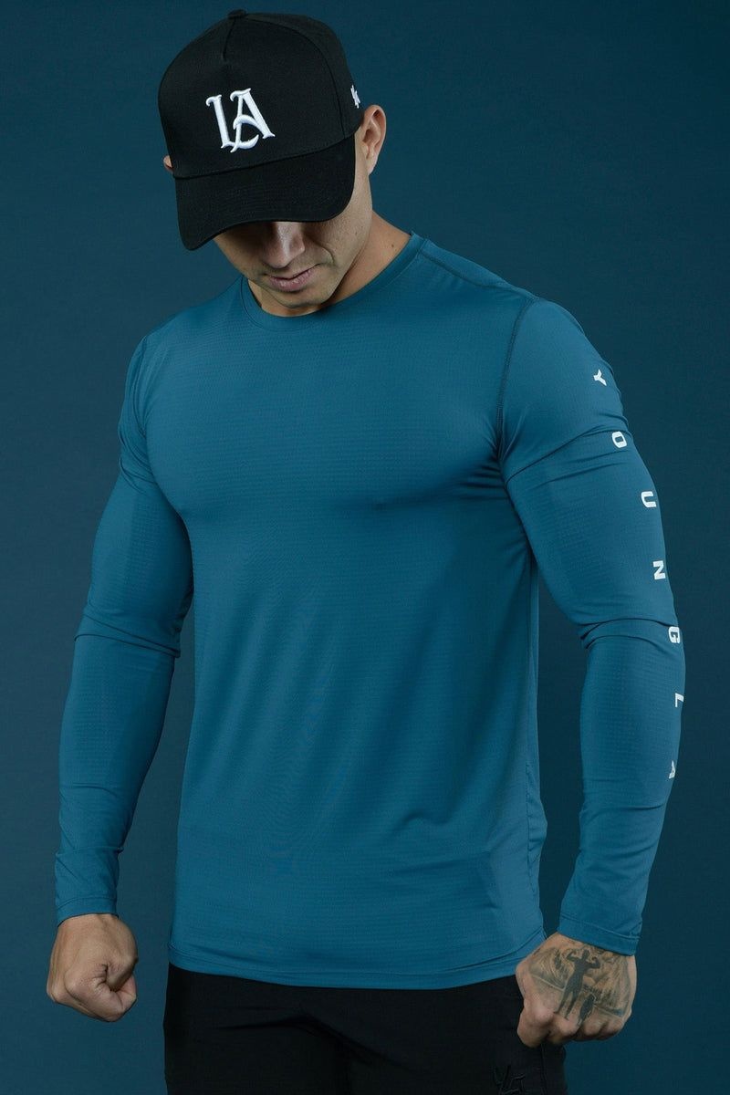 Men's YoungLA Gym 424 Zephyr Compression Long Sleeves Shirts Black | SW3950-248 USA