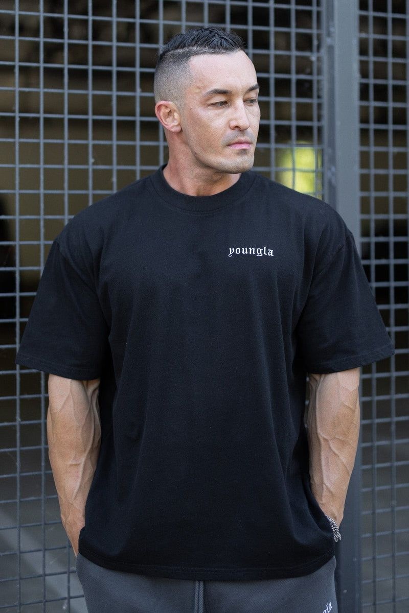 Men's YoungLA Gym 439 Earthy Collection Shirt T Shirts Black | BS2647-803 USA