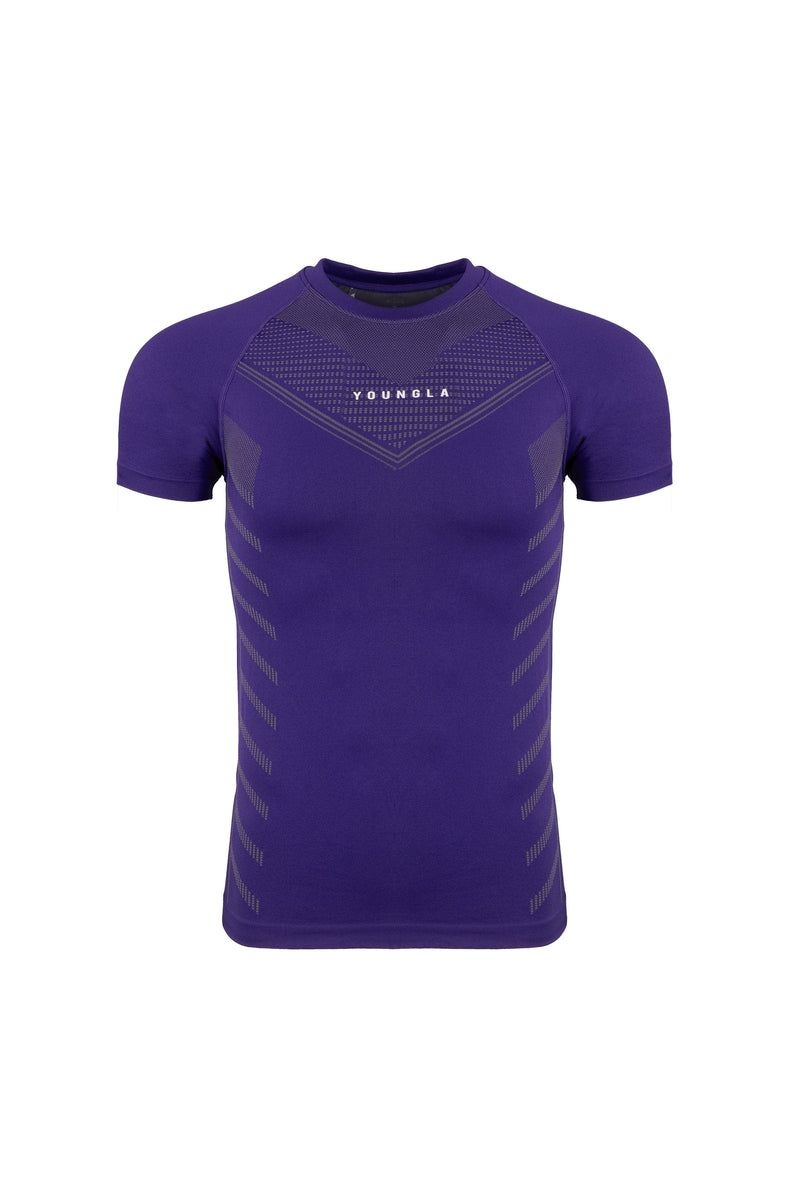 Men\'s YoungLA Gym 465 Superhero Compression Shirt T Shirts Dark Purple | LK0751-369 USA