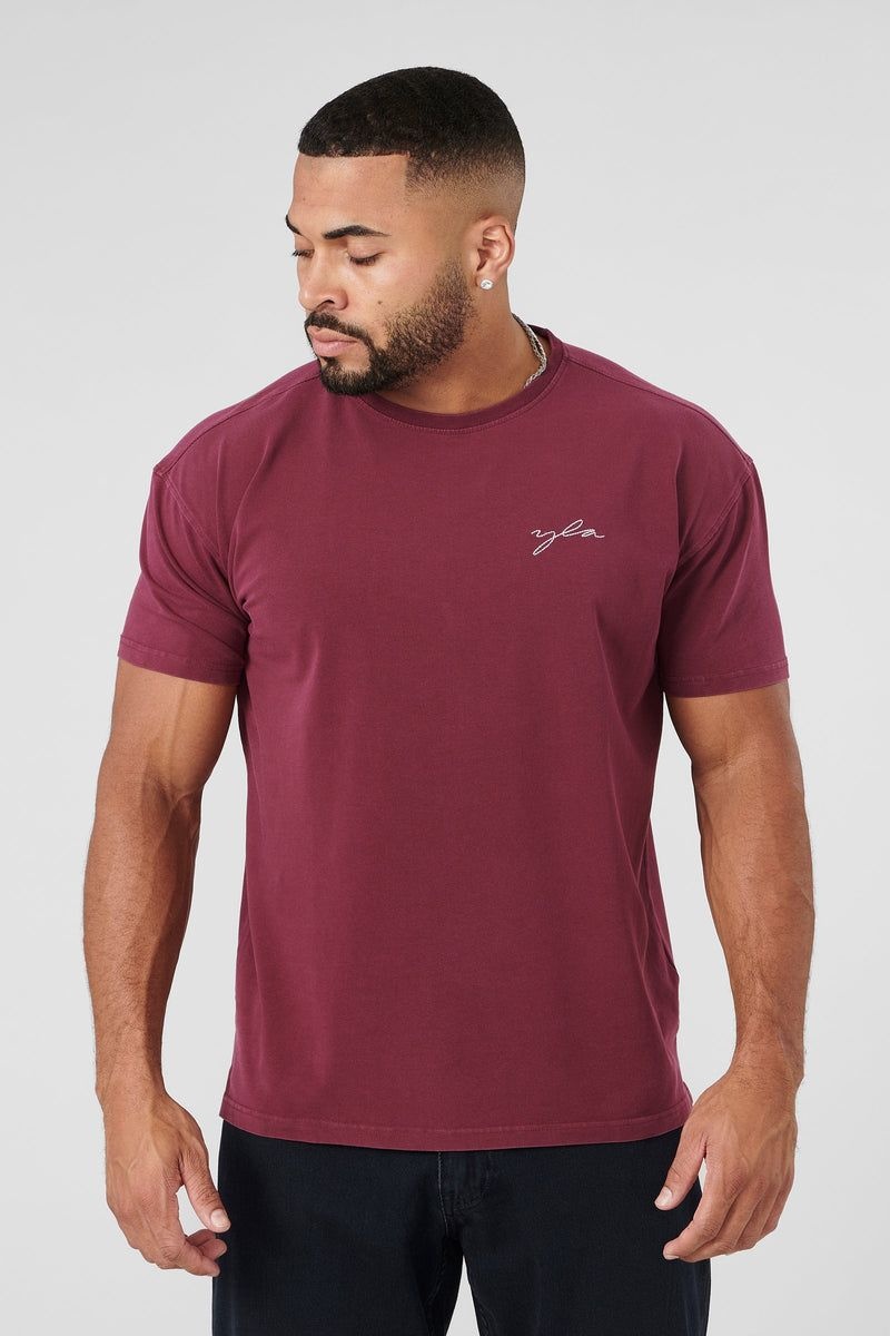 Men\'s YoungLA Gym 466 Tailored Shirt T Shirts Wine | XW9527-864 USA