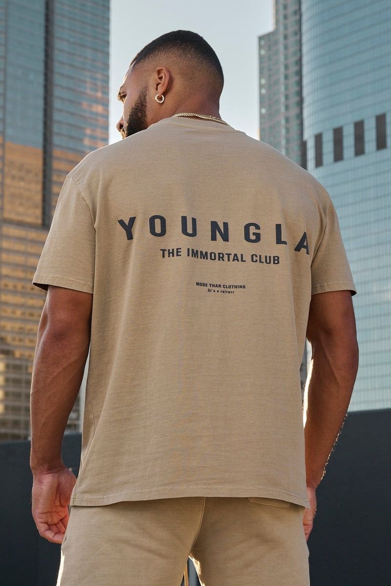 Men's YoungLA Gym 473 Immortal Club Shirt T Shirts Black Wash | SQ4873-529 USA