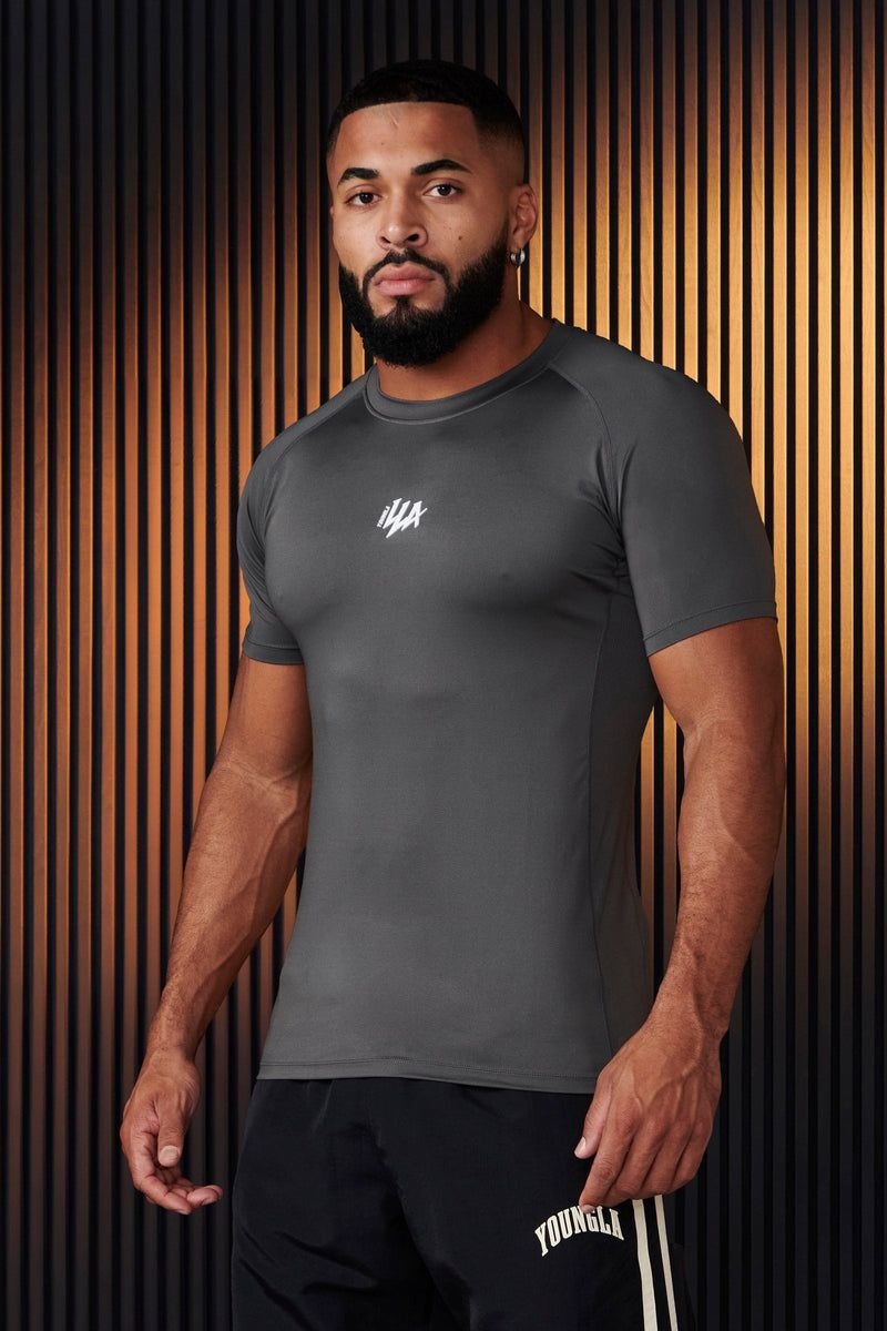 Men\'s YoungLA Gym 474 Speed Compression Shirt T Shirts Grey | JD8294-105 USA