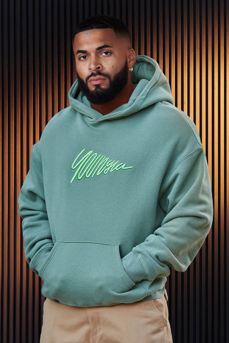 Men\'s YoungLA Gym 510 Wavy Hoodies Hoodies Sage Leaf | EX9035-276 USA