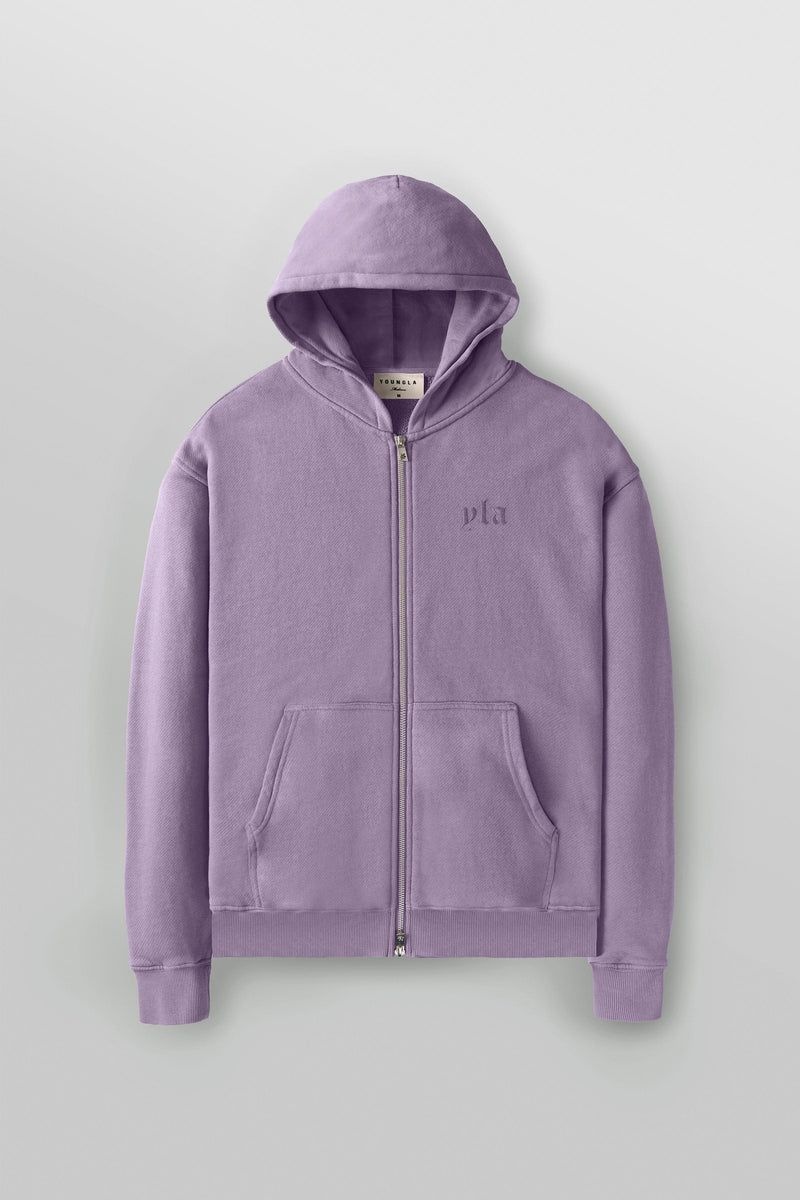 Men\'s YoungLA Gym 514 Monarch Zip-up Hoodie 2.0 Hoodies Lavender Wash | IV1538-064 USA