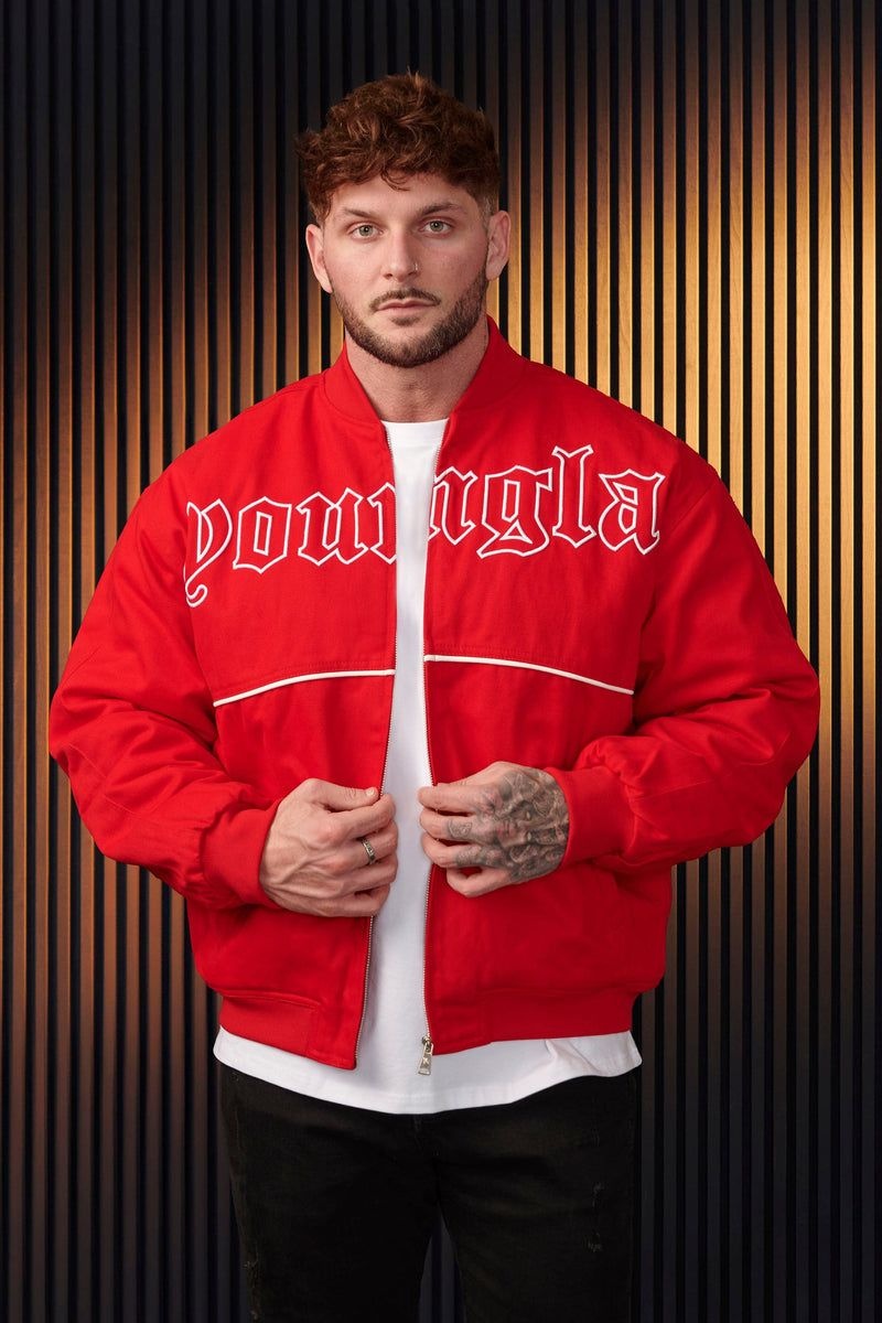 Men\'s YoungLA Gym 531 Main Event Jackets Jackets Red | XN4812-970 USA