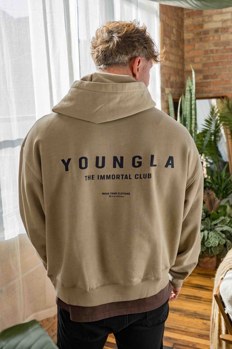 Men's YoungLA Gym 533 Immortal Club Hoodies Hoodies Black Wash | QU0278-195 USA