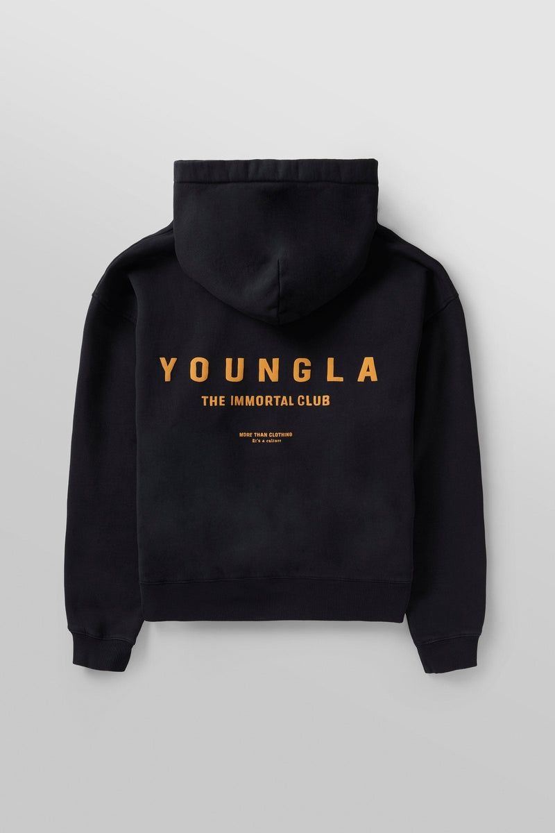 Men\'s YoungLA Gym 533 Immortal Club Hoodies Hoodies Black Wash | QU0278-195 USA