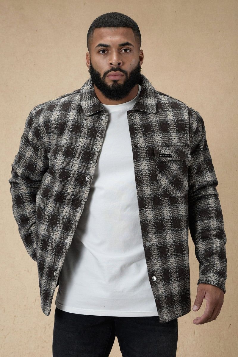 Men\'s YoungLA Gym 556 High Profile Flannel Jacket Jackets Brown | KP9520-167 USA