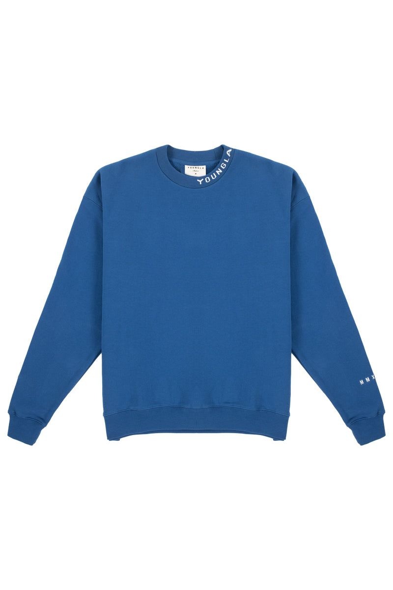 Men\'s YoungLA Gym 557 Trademark Crewnecks Sweatshirts Royal Blue | XI7240-156 USA