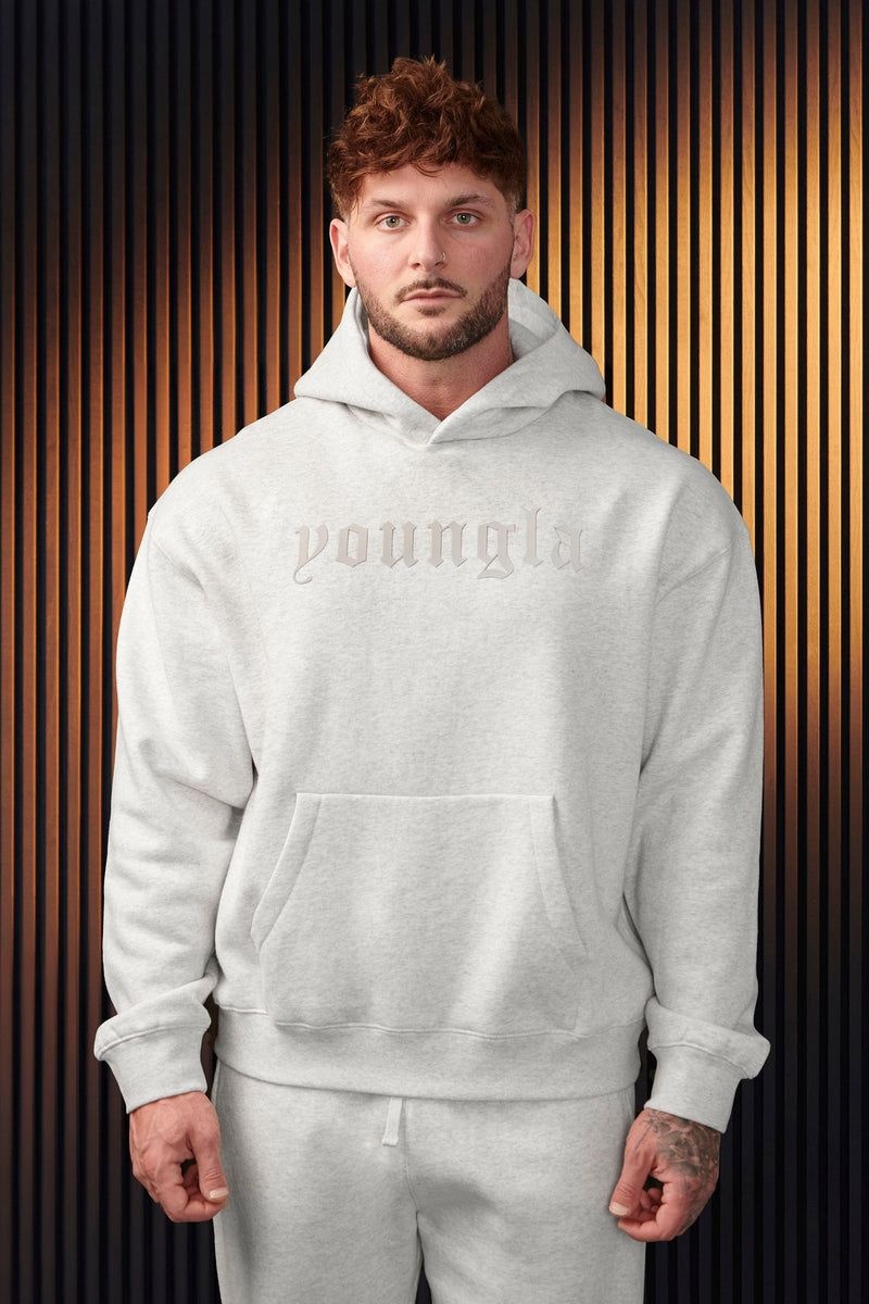 Men\'s YoungLA Gym 566 Cloud 9 Hoodies Hoodies Oatmeal | OU4759-681 USA