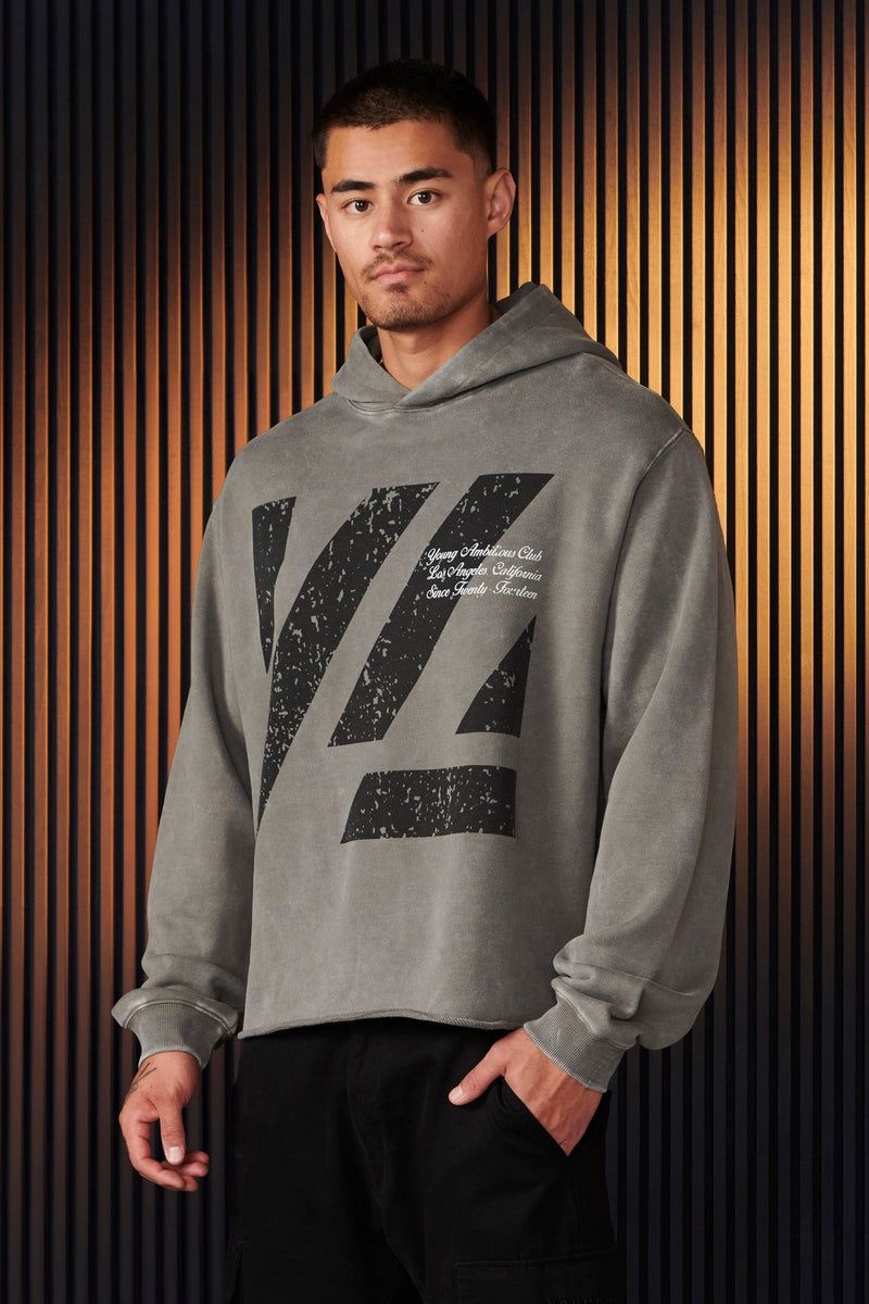 Men's YoungLA Gym 568 Icon Washed Hoodies Hoodies Black Wash | TL9810-657 USA