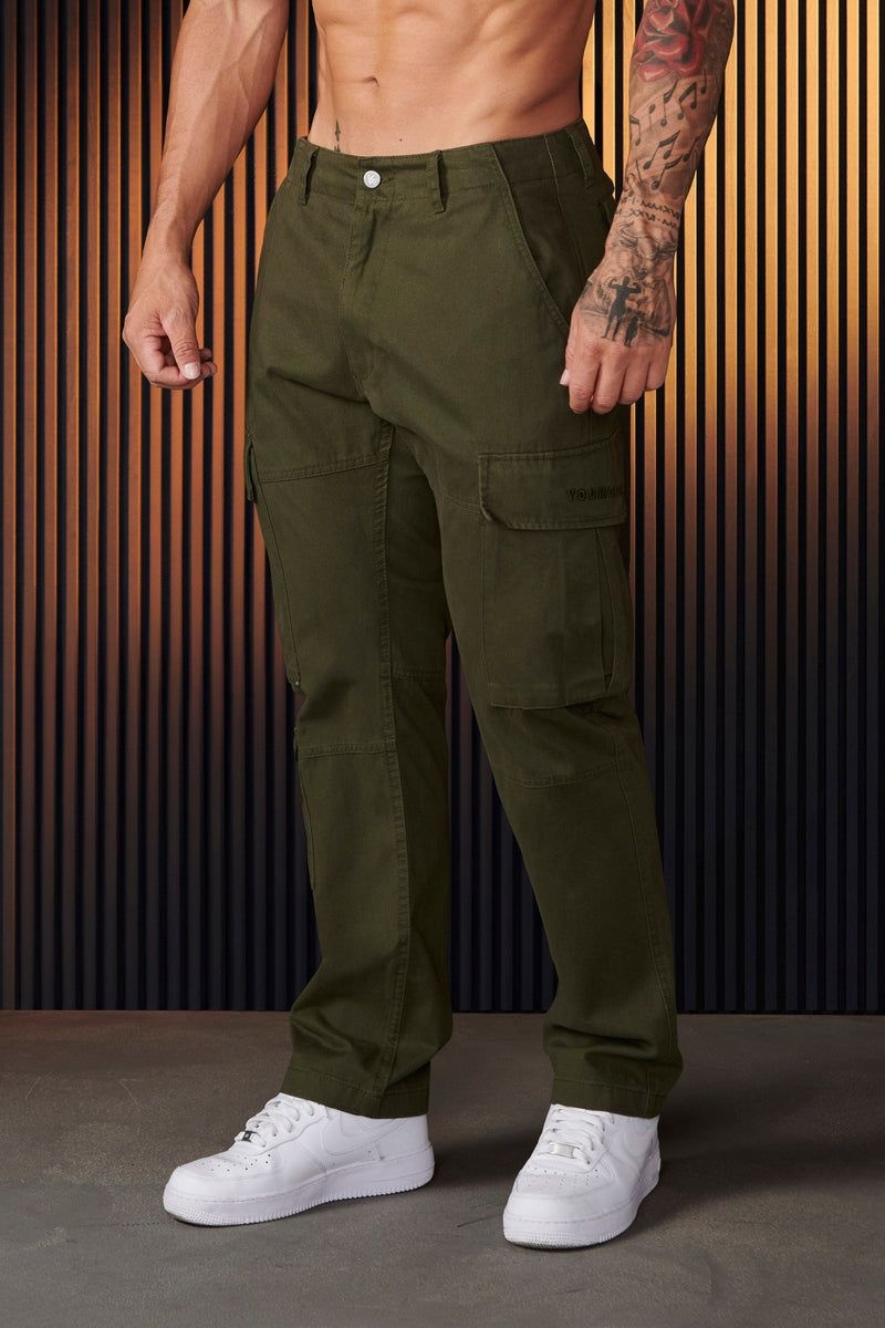 Men\'s YoungLA Gym 616 Suburban Twill Cargos Pants Olive | HM0859-473 USA