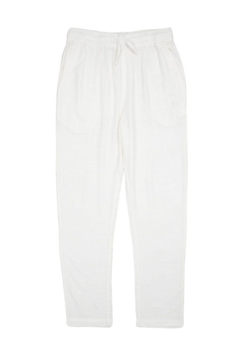 Men\'s YoungLA Gym 621 Simply Linen Pants Pants Off-White | NU4380-651 USA