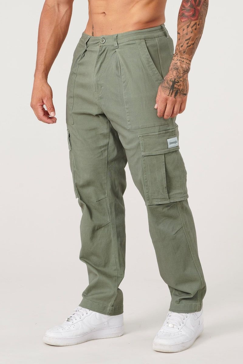 Men\'s YoungLA Gym 627 Convoy Cargo Pants Olive Grey | FU7521-938 USA