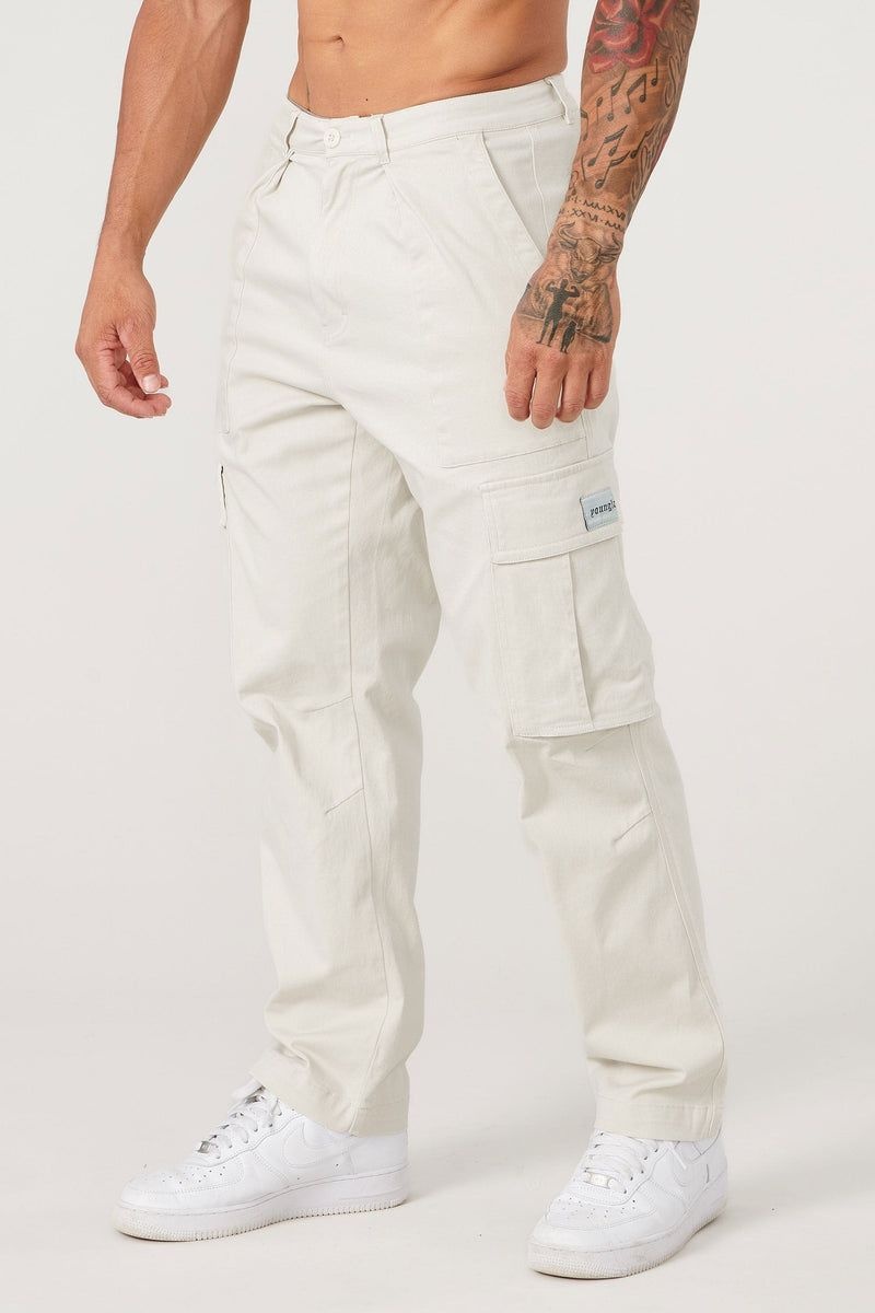 Men\'s YoungLA Gym 627 Convoy Cargo Pants White | PT8521-640 USA