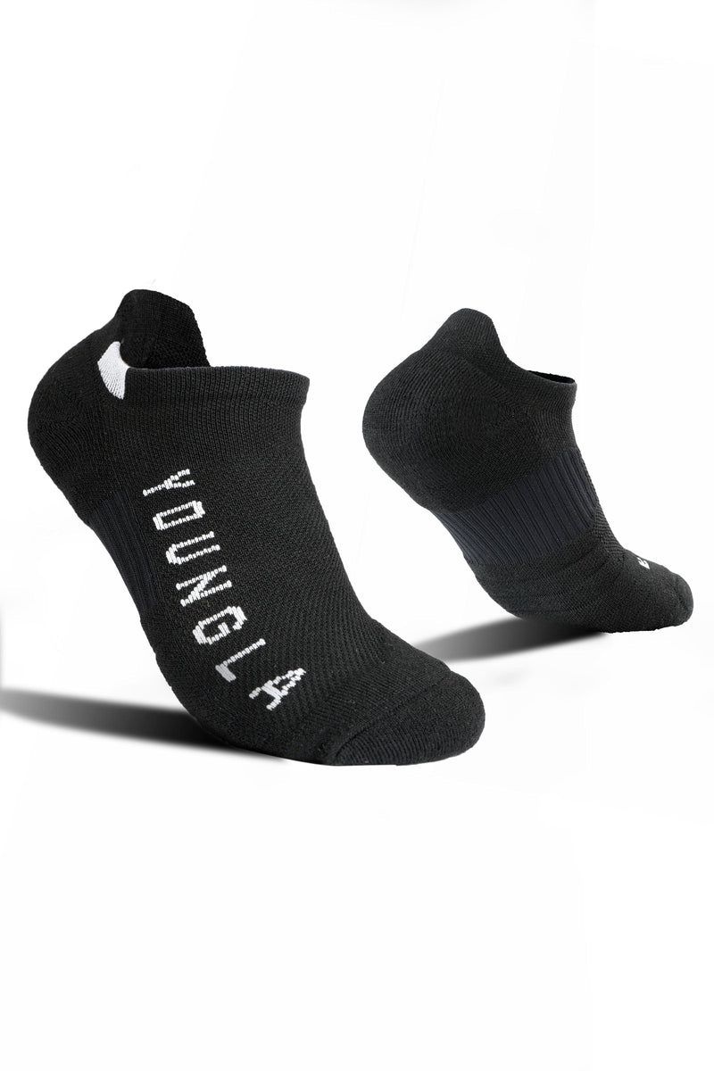 Men's YoungLA Gym 710 Performance Ankle Socks 3-Pack Socks Black | BT5943-768 USA