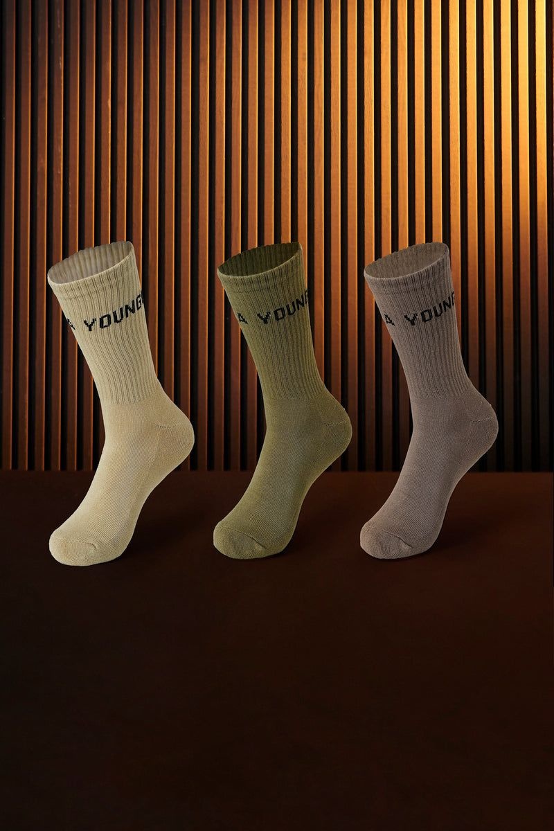 Men's YoungLA Gym 714 Earthy Socks Set Socks Earthy Pack | VD7854-903 USA