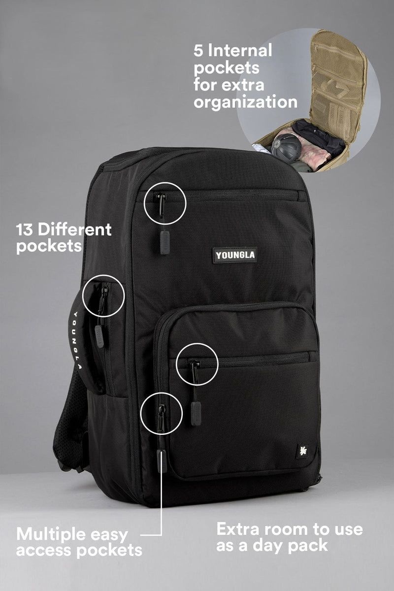 Men's YoungLA Gym 730 Expedition Backpacks Backpacks Black | EQ1876-309 USA