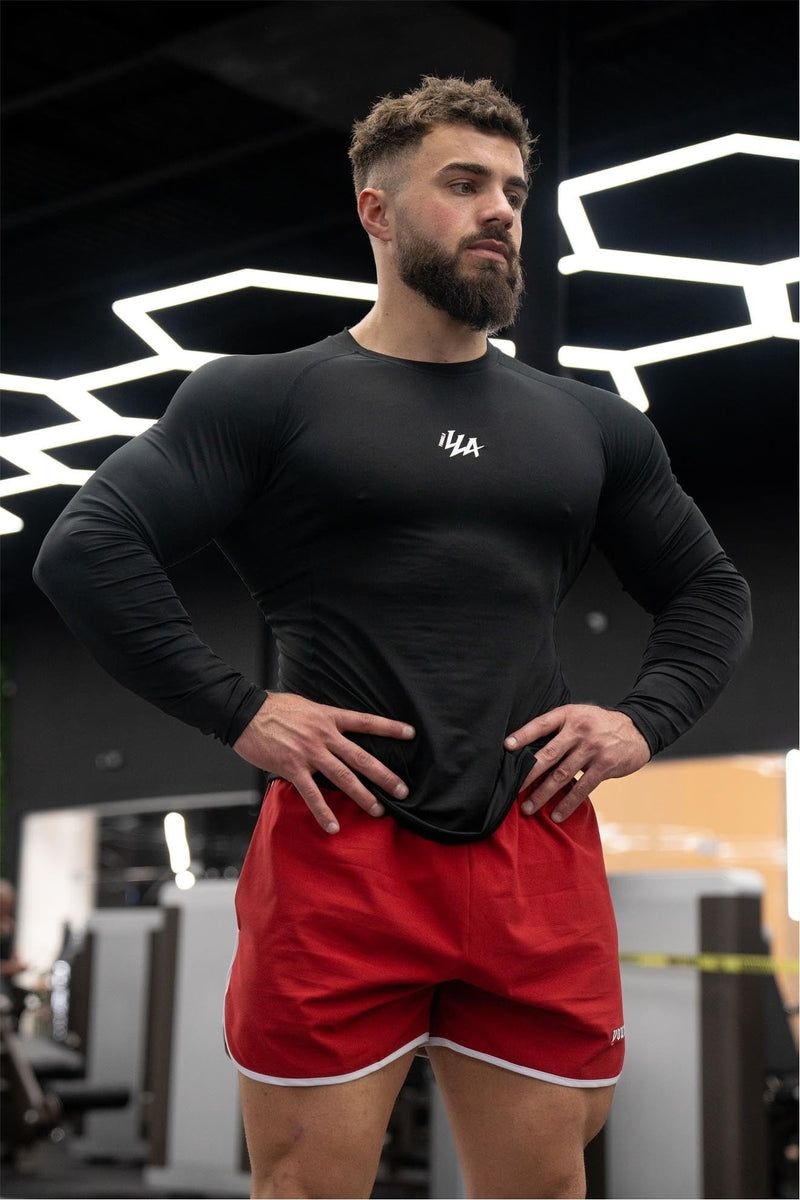 Men's YoungLA Gym 802 Speed Compression Longsleeves Shirts Black | ZN8540-139 USA