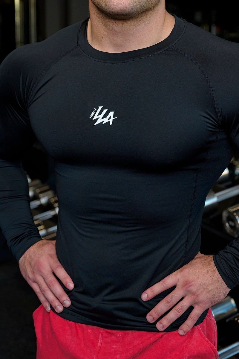 Men's YoungLA Gym 802 Speed Compression Longsleeves Shirts Black | ZN8540-139 USA