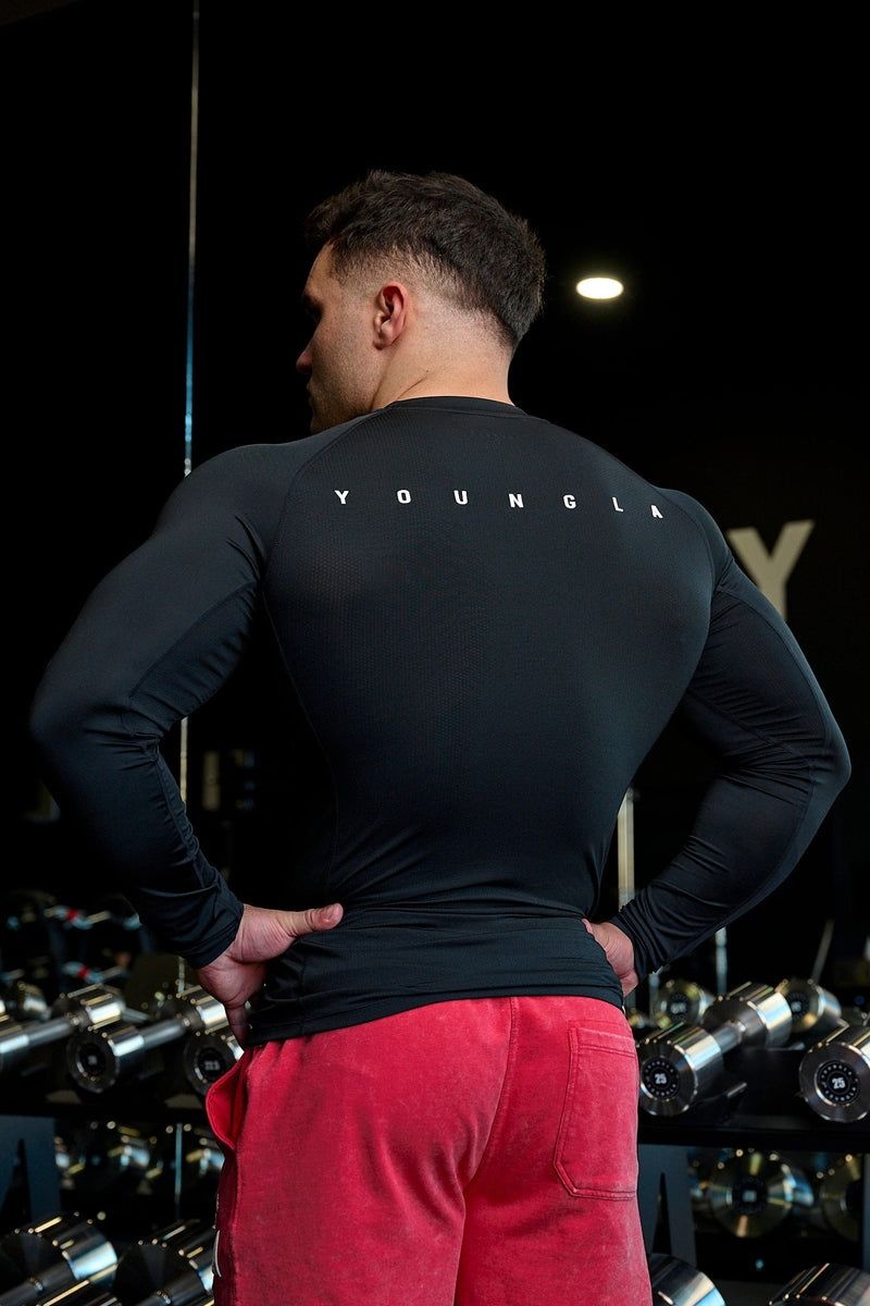 Men's YoungLA Gym 802 Speed Compression Longsleeves Shirts Black | ZN8540-139 USA