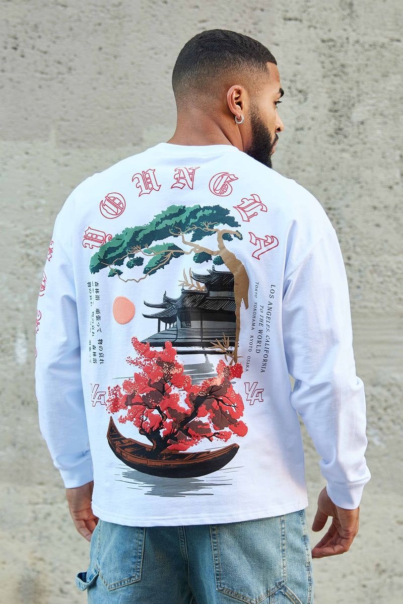 Men's YoungLA Gym 8038 Tokyo Longsleeves Shirts Black Bonsai Art | OK3274-689 USA