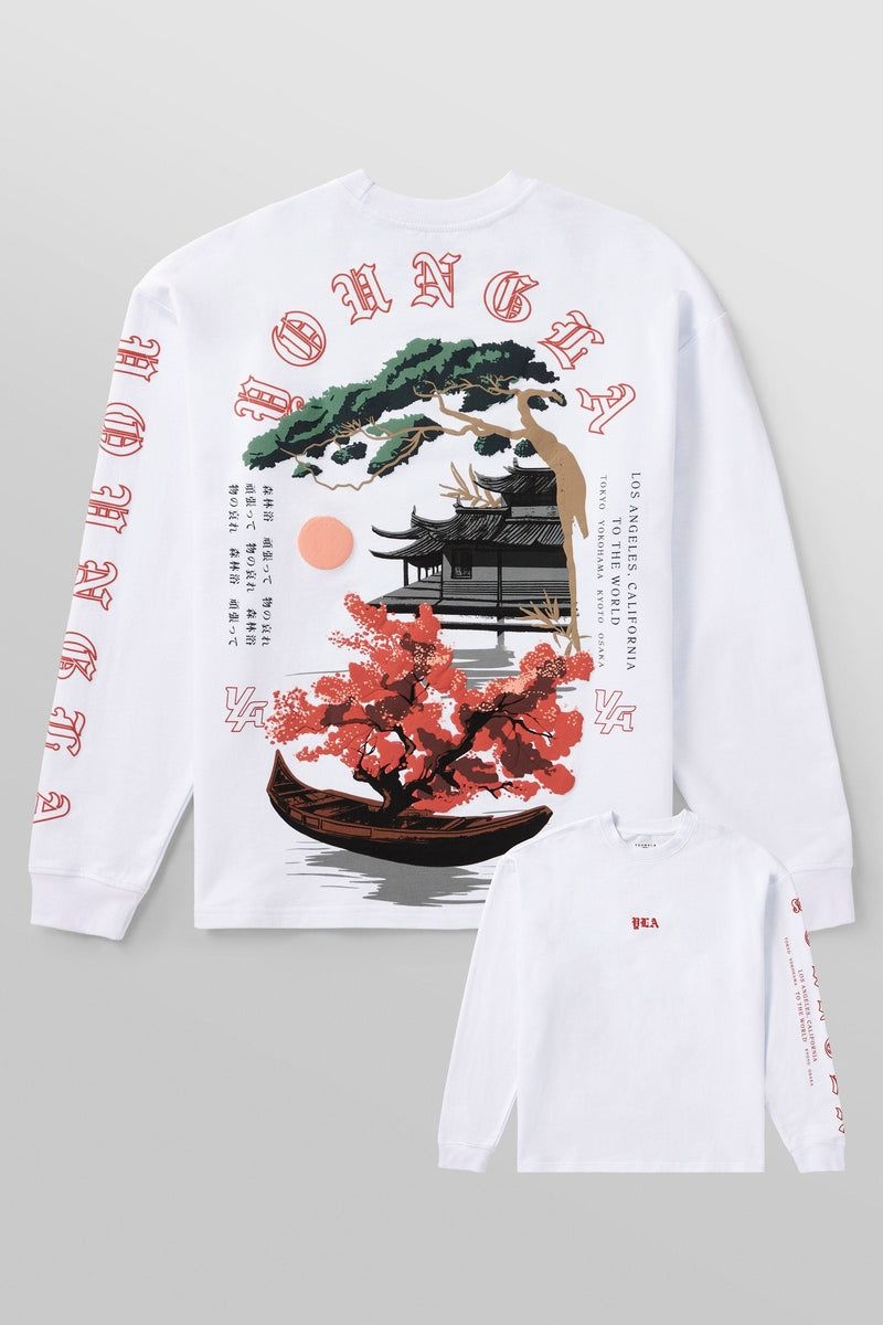 Men's YoungLA Gym 8038 Tokyo Longsleeves Shirts Black Bonsai Art | OK3274-689 USA