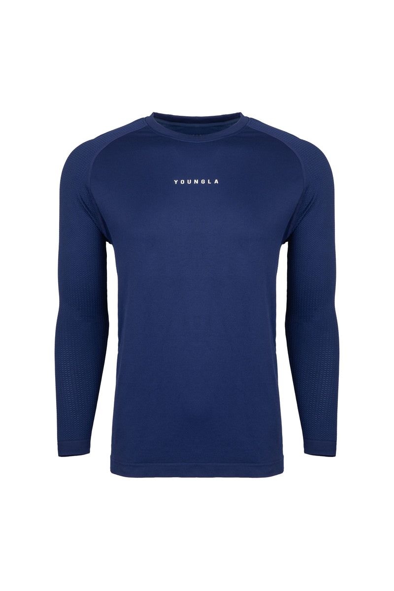 Men's YoungLA Gym 823 New Gen Compression Longsleeves Shirts Beacon Blue | GK0153-679 USA