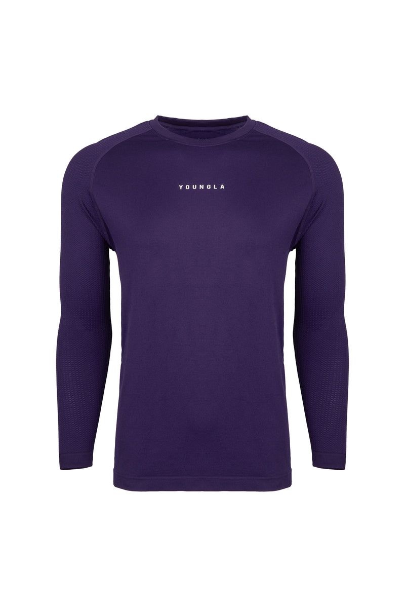 Men\'s YoungLA Gym 823 New Gen Compression Longsleeves Shirts Dark Purple | QV3756-210 USA