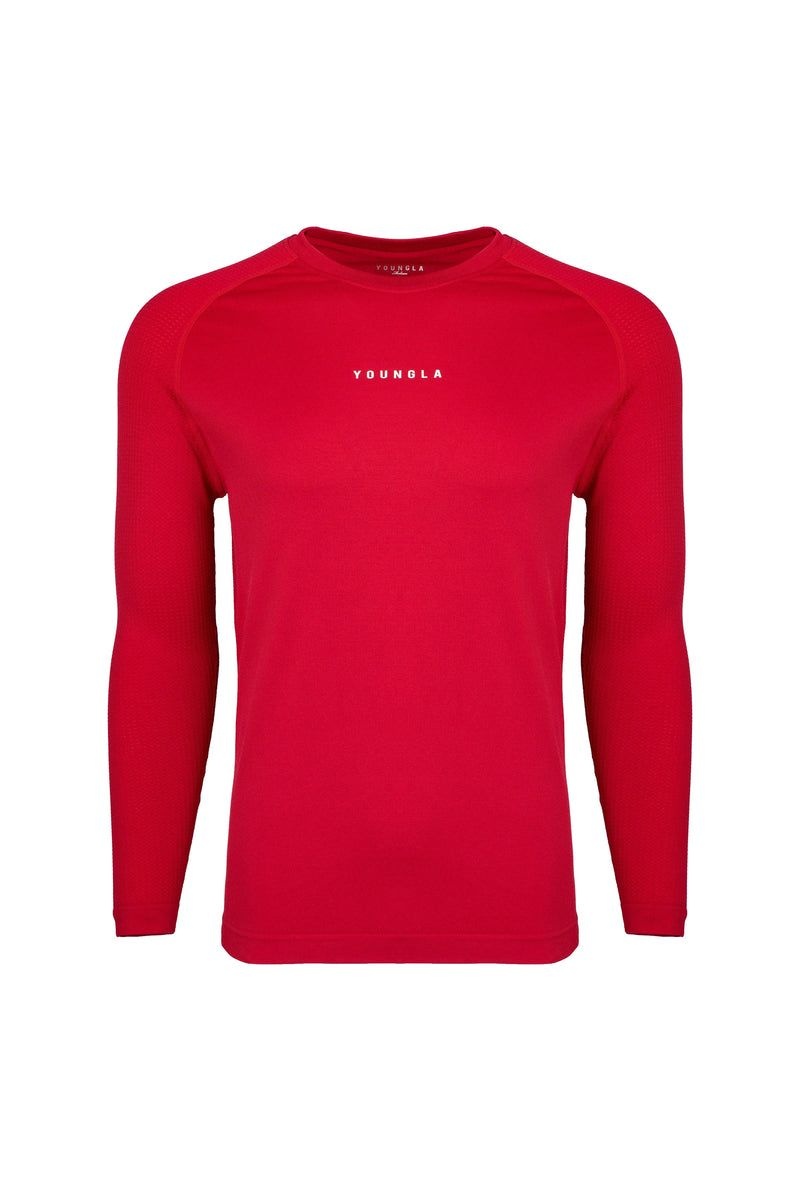 Men\'s YoungLA Gym 823 New Gen Compression Longsleeves Shirts Haute Red | CM0354-971 USA