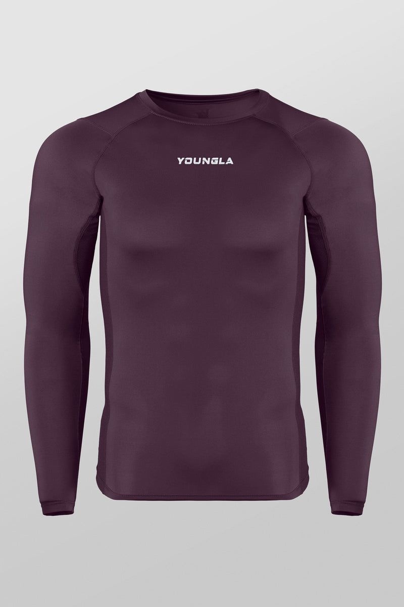 Men\'s YoungLA Gym 830 FlexFit Compression Longsleeves Shirts Plum | NF2539-871 USA