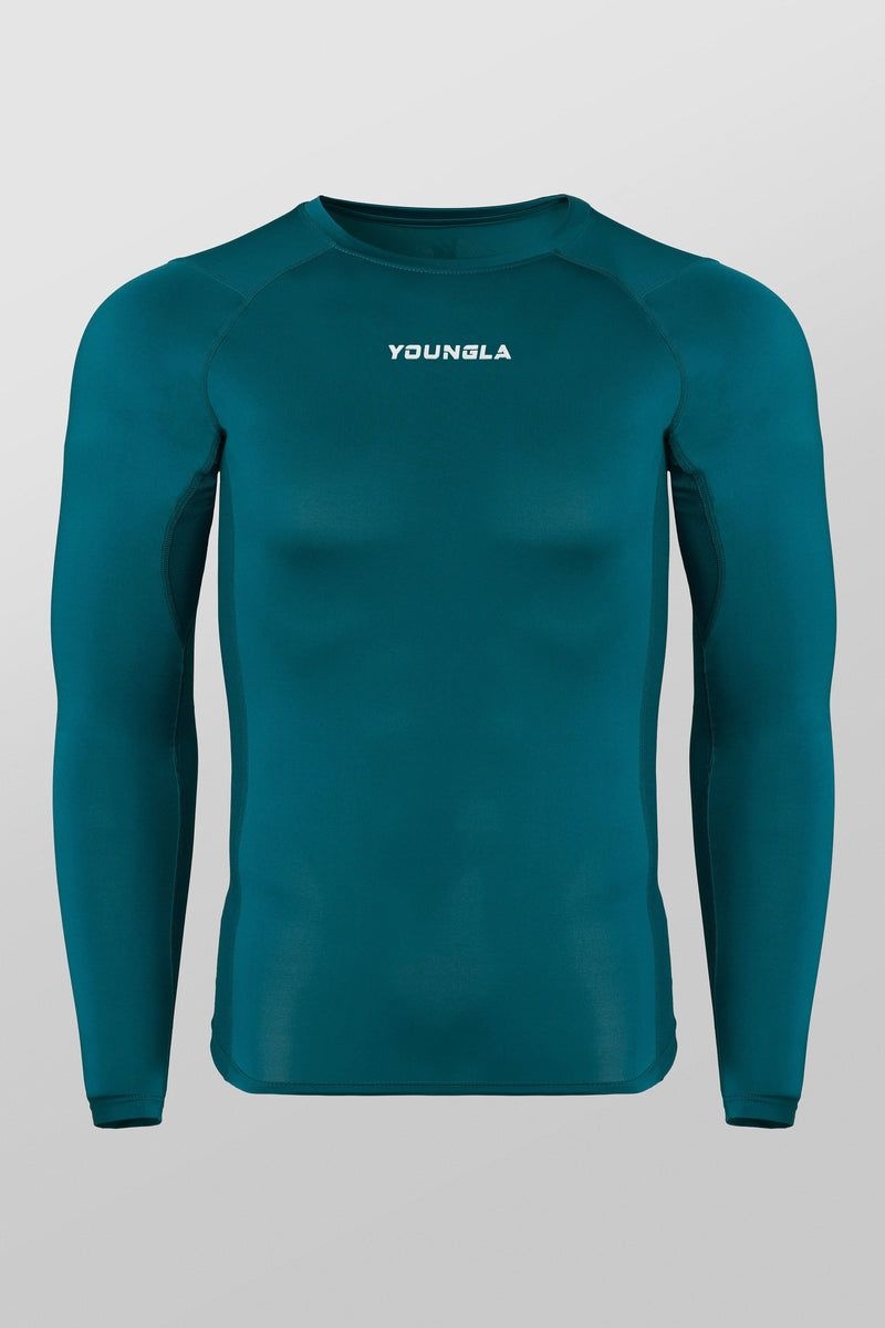 Men\'s YoungLA Gym 830 FlexFit Compression Longsleeves Shirts Teal | GL4368-520 USA