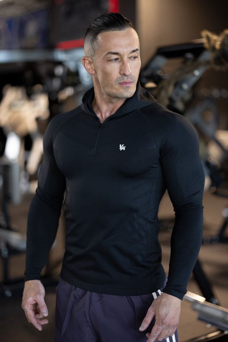 Men's YoungLA Gym 832 SuperVillain Compression Hoodies Hoodies Black | ZH5719-420 USA