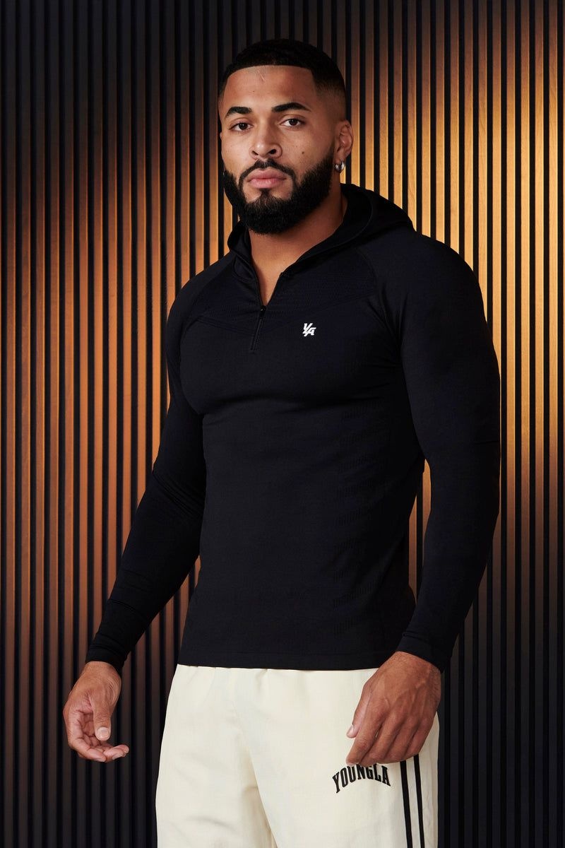 Men\'s YoungLA Gym 832 SuperVillain Compression Hoodies Hoodies Black | ZH5719-420 USA