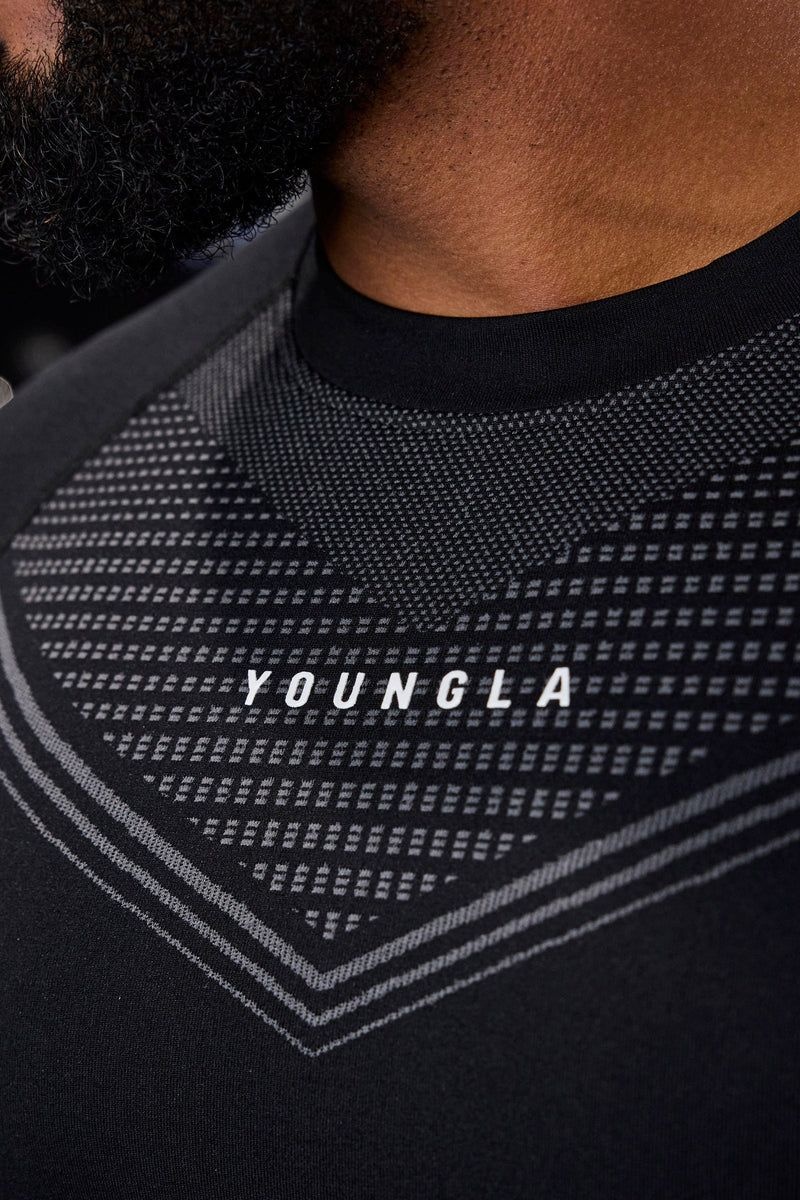 Men's YoungLA Gym 833 Superhero Compression Longsleeves Shirts Black | SQ0583-792 USA