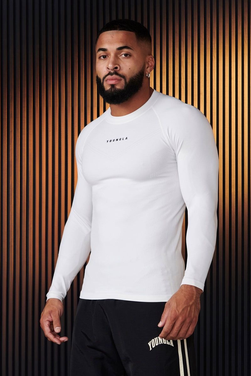 Men\'s YoungLA Gym 833 Superhero Compression Longsleeves Shirts White | JV4507-613 USA