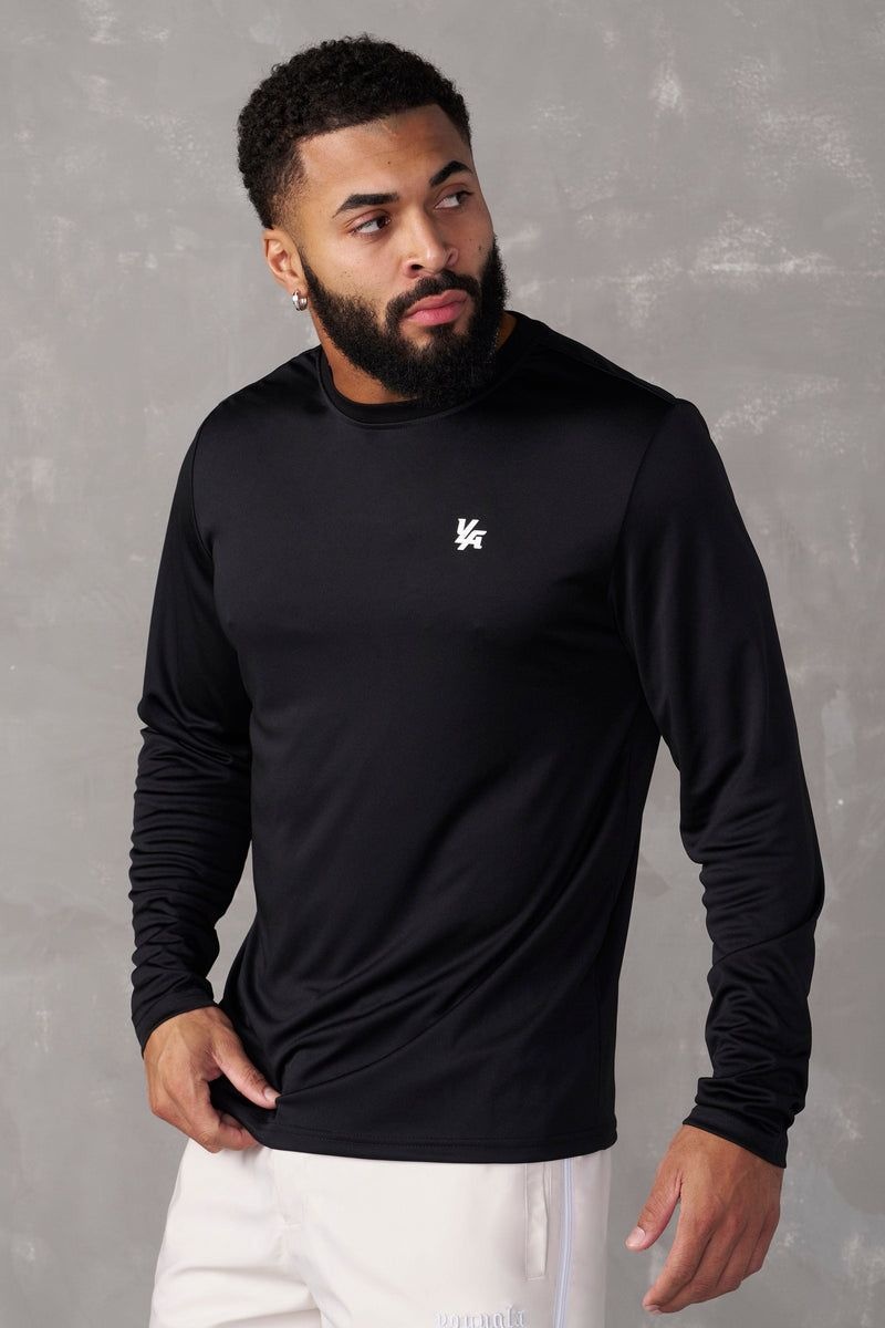 Men's YoungLA Gym 835 Fittech Longsleeves Shirts Black | EG5234-986 USA