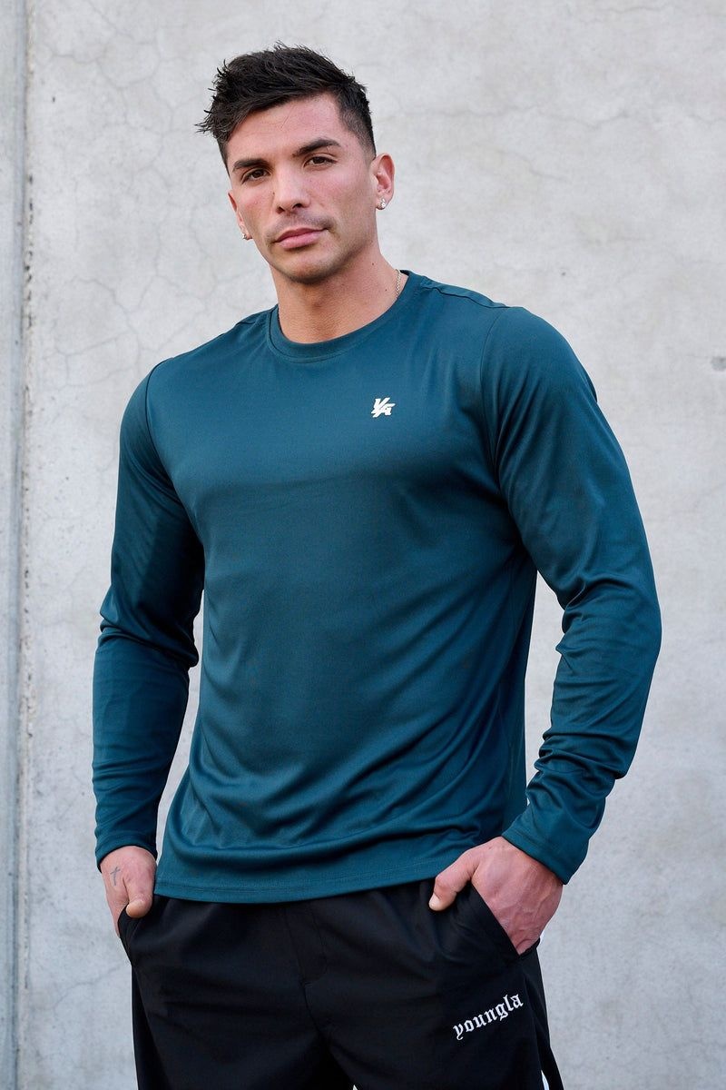 Men's YoungLA Gym 835 Fittech Longsleeves Shirts Black | EG5234-986 USA